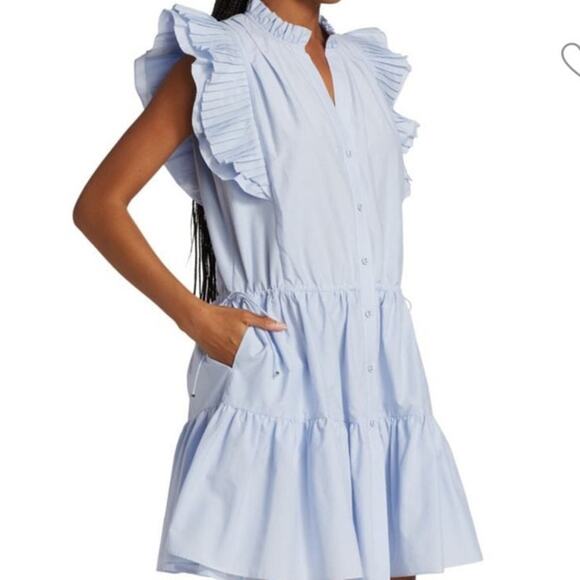 NEW Magali Pascal Louisa Tiered Mini Dress in Hydrangea‎ Blue Size Large - Picture 6 of 13